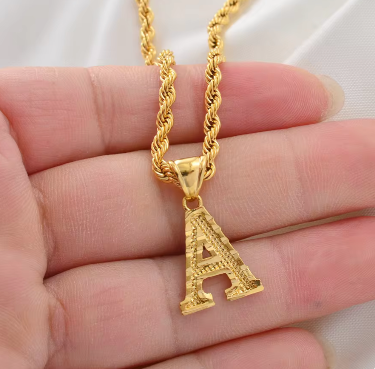 Initial Pendant Rope Necklace