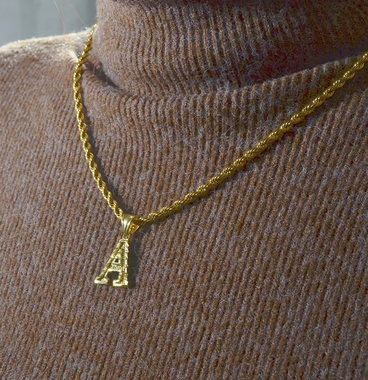 Initial Pendant Rope Necklace