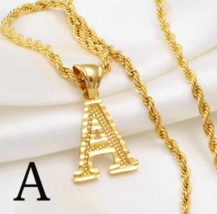 Initial Pendant Rope Necklace