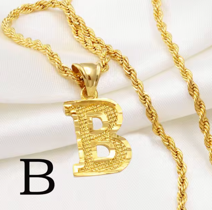 Initial Pendant Rope Necklace