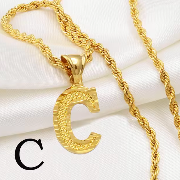 Initial Pendant Rope Necklace