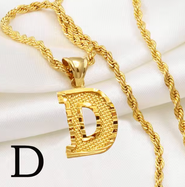 Initial Pendant Rope Necklace