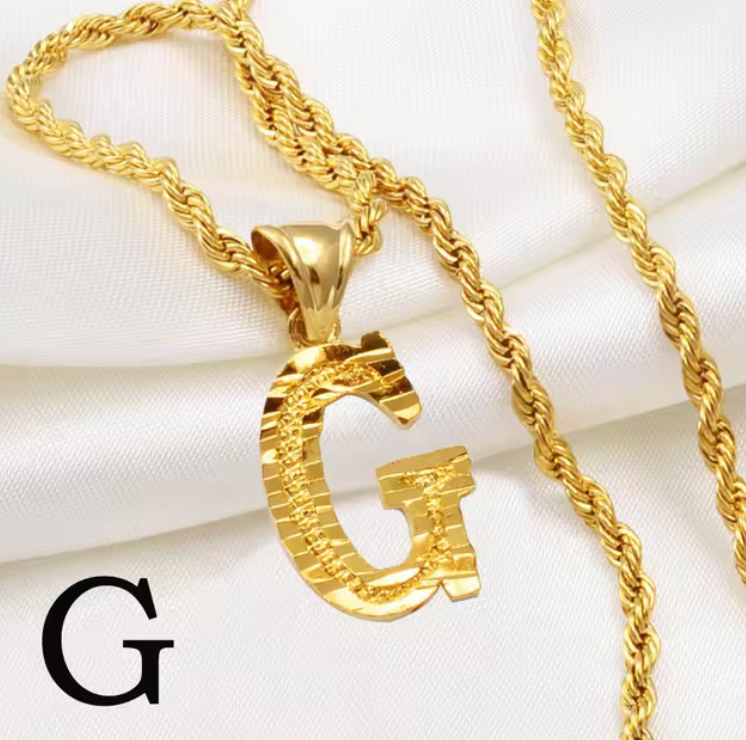 Initial Pendant Rope Necklace