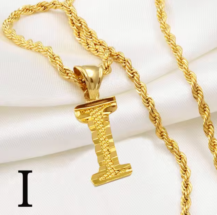 Initial Pendant Rope Necklace