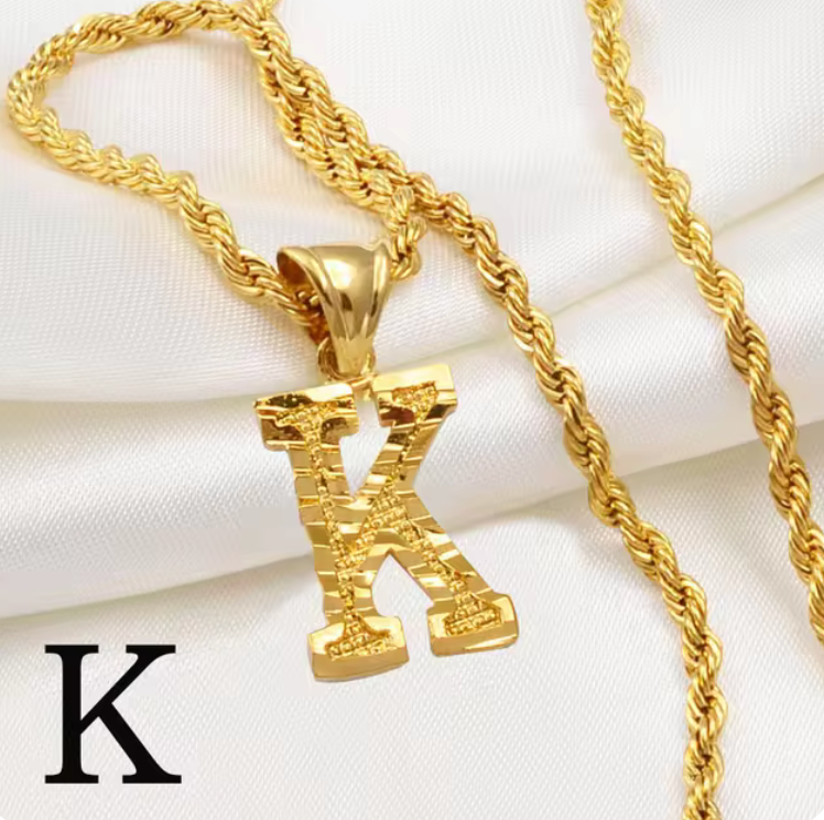 Initial Pendant Rope Necklace