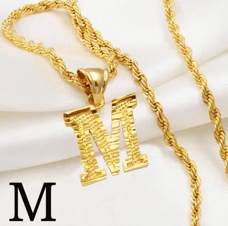 Initial Pendant Rope Necklace