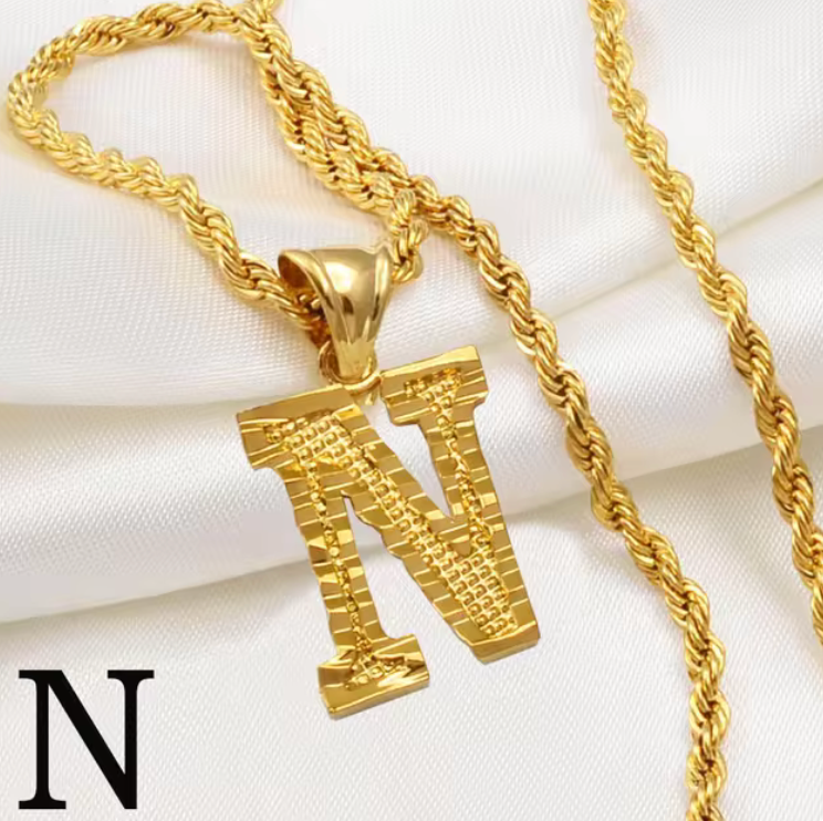 Initial Pendant Rope Necklace