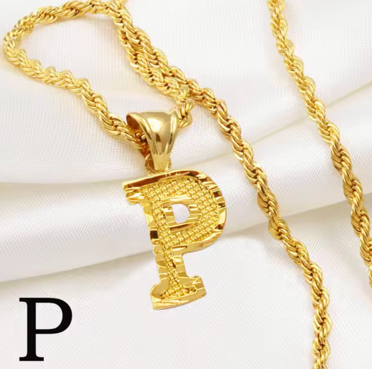 Initial Pendant Rope Necklace