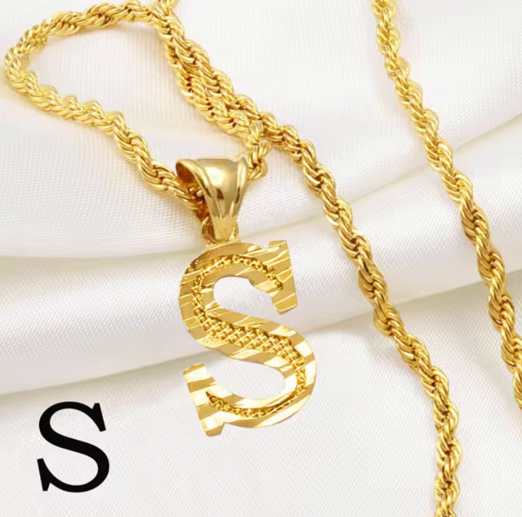 Initial Pendant Rope Necklace