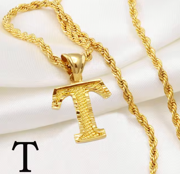 Initial Pendant Rope Necklace