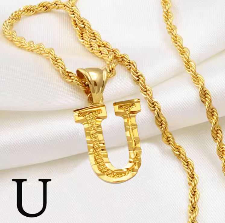 Initial Pendant Rope Necklace