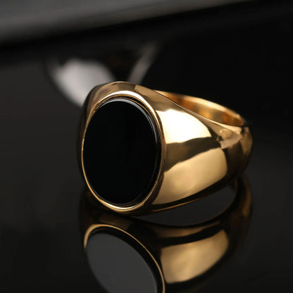 Oval Stone Onyx Ring