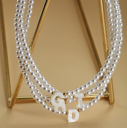 Peal Necklace with Initial