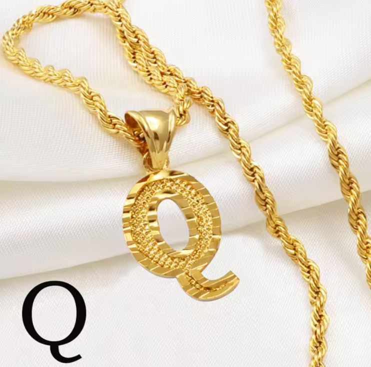 Initial Pendant Rope Necklace